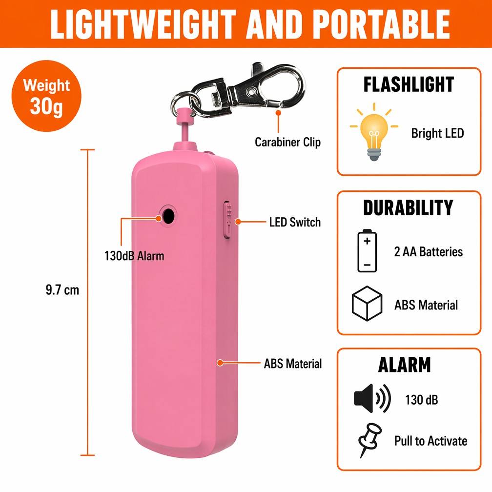 جهاز إنذار شخصي محمول مضاد للذ - مراجعة Personal Alarm Keychain وسعره