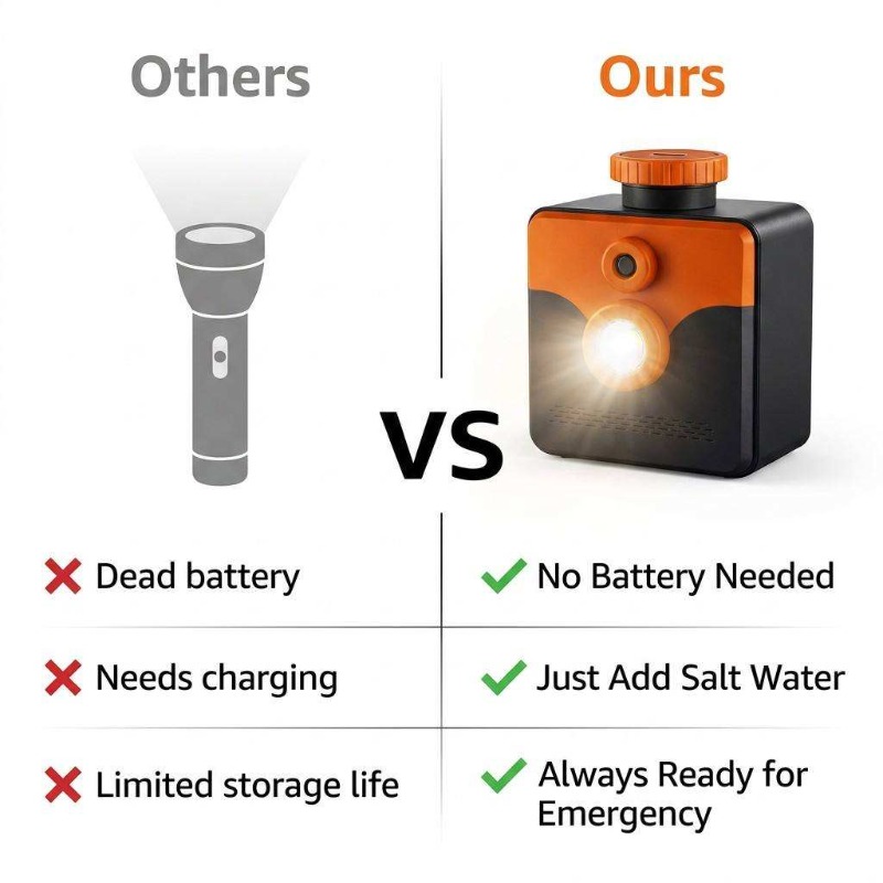 مصباح يعمل بالماء المالح، مصبا - مراجعة Power Outage Light وسعره